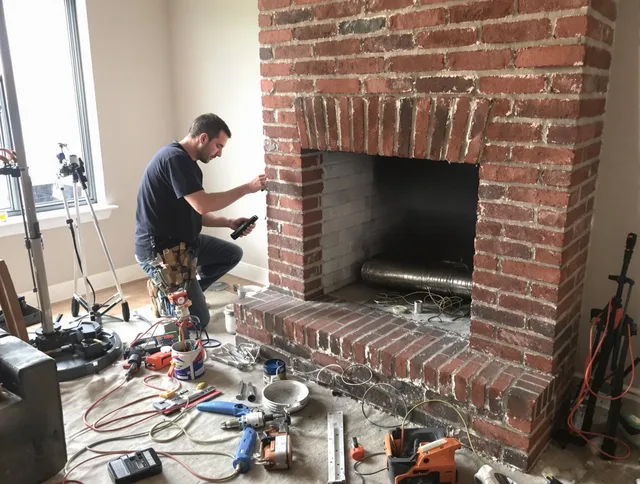 North Branford Chimney Sweep specialist finalizing chimney liner service in North Branford, CT