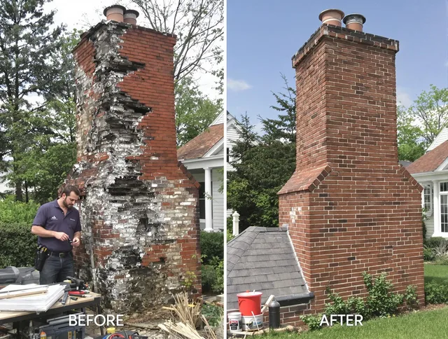 North Branford Chimney Sweep performing a full chimney restoration in North Branford, CT