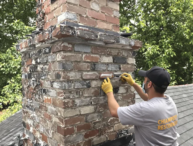 In-progress chimney restoration by North Branford Chimney Sweep in North Branford, CT
