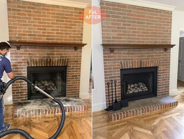 North Branford Chimney Sweep carefully sanitizing a fireplace in North Branford, CT