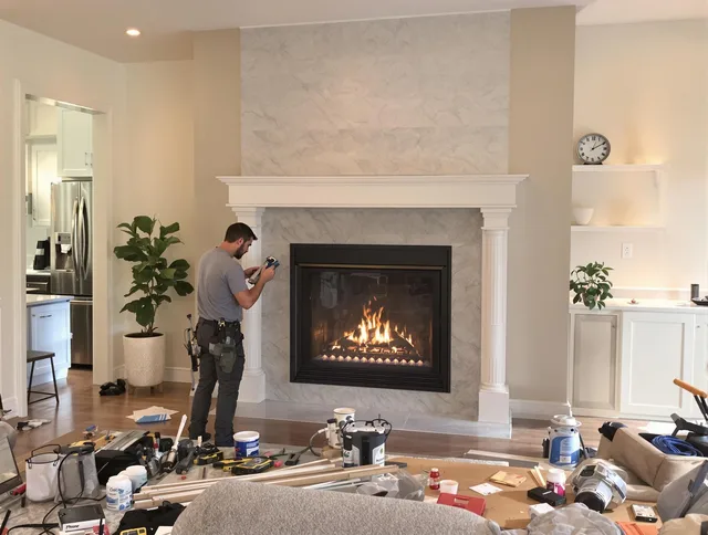 Newly installed fireplace by North Branford Chimney Sweep in North Branford, CT