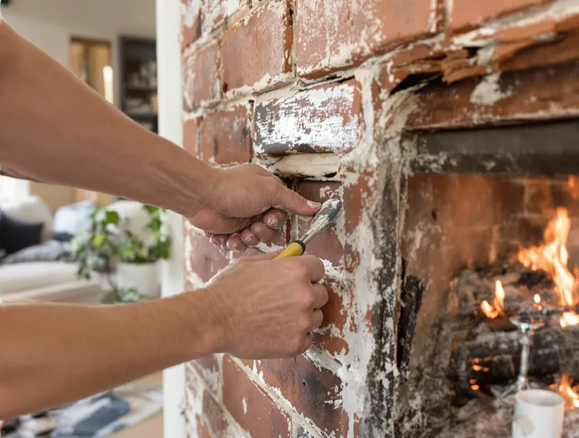 Routine fireplace repair by North Branford Chimney Sweep in North Branford, CT